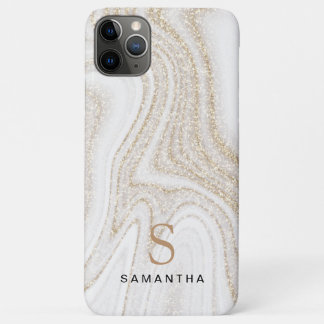Capa Para iPhone 11 Pro Max Monograma branco mágico dourado