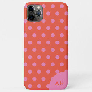 Capa Para iPhone 11 Pro Max Monograma cor-de-rosa bolinhas