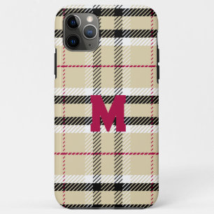Capa Para iPhone 11 Pro Max Monograma da Xadrez de pré-disquete bege personali