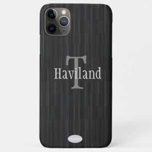 Capa Para iPhone 11 Pro Max Monograma de Gradação de Cinzas de Carvão HAMbW