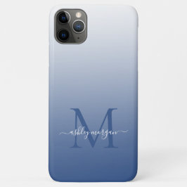Capa Para iPhone 11 Pro Max Monograma de Nome de Script Clássico Azul
