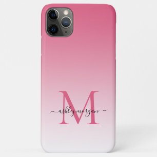Capa Para iPhone 11 Pro Max Monograma Elegante Nome do Script Chic Cor-de-rosa