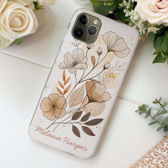 Capa Para iPhone 11 Pro Max monograma floral boho abstrato (Criador carregado)