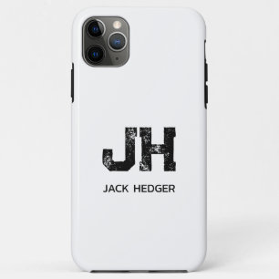 CAPA PARA iPhone 11 PRO MAX MONOGRAMA MINIMALISTA PRETO DE DUAS LETRAS NOME BR
