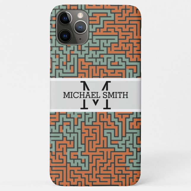 Capa Para iPhone 11 Pro Max Monograma Moderno Mosaico #14 (Verso)