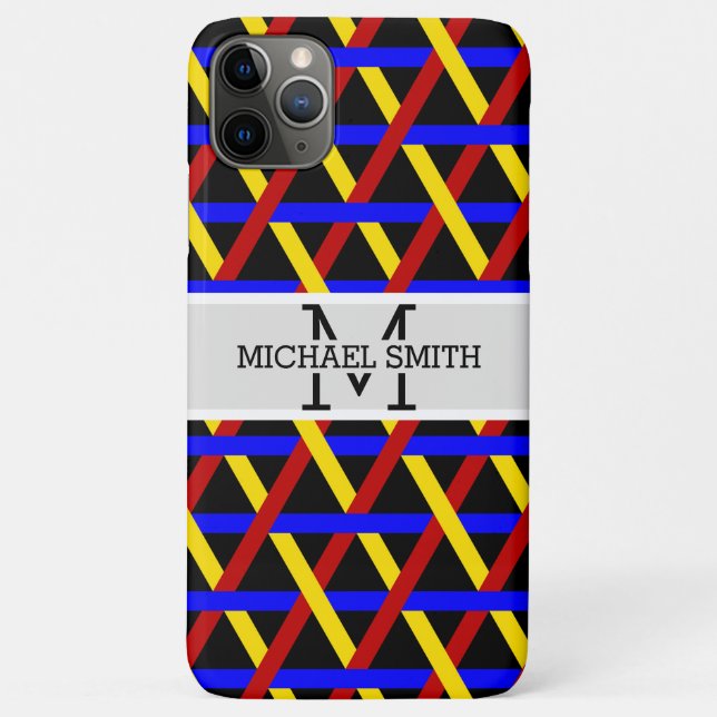 Capa Para iPhone 11 Pro Max Monograma Moderno Mosaico #15 (Verso)