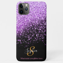 Monograma Personalizado de Na moda Purple Glitter