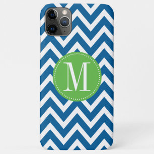 Capa Para iPhone 11 Pro Max Monograma personalizado verde e azul do vetor