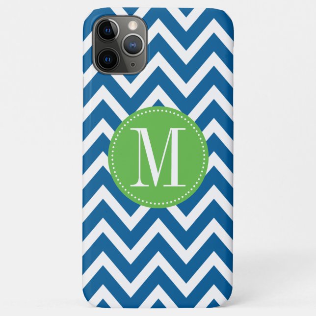Capa Para iPhone 11 Pro Max Monograma personalizado verde e azul do vetor (Verso)