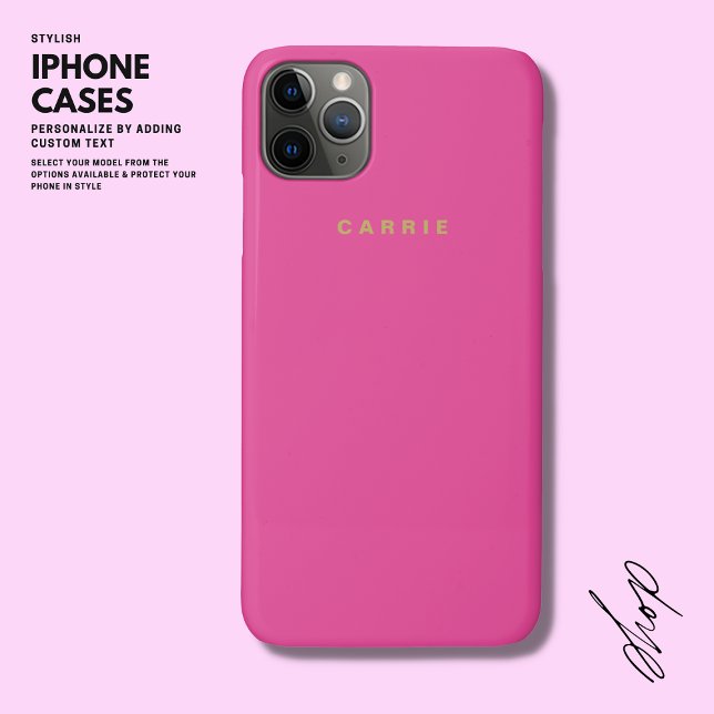 Capa Para iPhone 11 Pro Max Monograma Simples, Moderno, Rosa e Dourado (Criador carregado)