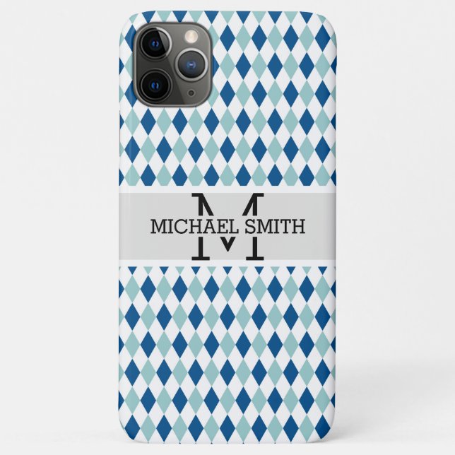 Capa Para iPhone 11 Pro Max Mosaico Moderno Monograma #7 (Verso)