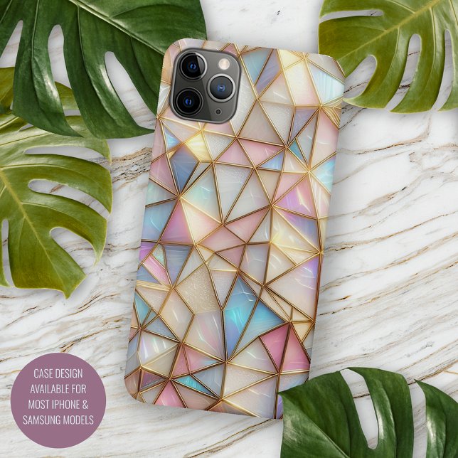 Capa Para iPhone 11 Pro Max Mosaico Poligonal de Vidro Iridescente Falso com E (Criador carregado)