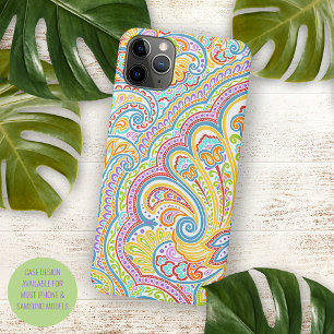 Capa Para iPhone 11 Pro Max Motivo de Arte Floral Paisley Ornamentado Chique C