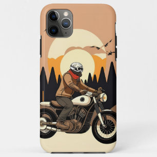 Capa Para iPhone 11 Pro Max Motociclista Com Máscara de Caveira Pilotando