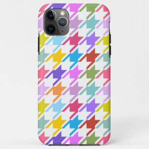 Capa Para iPhone 11 Pro Max Múltiplas cores Houndstooth+Padrão Branco Grande