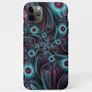 Capa Para iPhone 11 Pro Max Na Profundidade da Arte Fractal Abstrato Azul