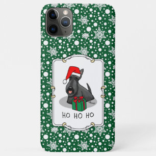 Capa Para iPhone 11 Pro Max Natal Santa Hat Scottish Terrier (preto)