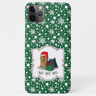 Capa Para iPhone 11 Pro Max Natal Santa Hat Yorkshire Terrier Yorkie Cute