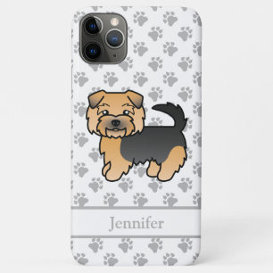 Capa Para iPhone 11 Pro Max Negra E Tan Norfolk Terrier Cartoon Cão & Nome