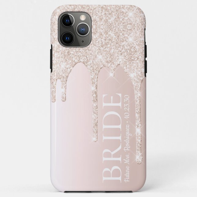 Capa Para iPhone 11 Pro Max Noiva Futuro Sra Brilho Rosa Drip (Verso)