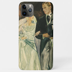 Capa Para iPhone 11 Pro Max Noivos recém-casados de casamento Art Déco vintage
