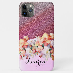 Capa Para iPhone 11 Pro Max Nome de cinza Dourada Glitter Glitter de Rosa pers