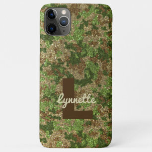 Capa Para iPhone 11 Pro Max Nome do Monograma da Camuflagem Verde Sem Mutação