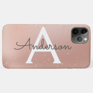 Capa Para iPhone 11 Pro Max Nome do Monograma do rosa Glitter