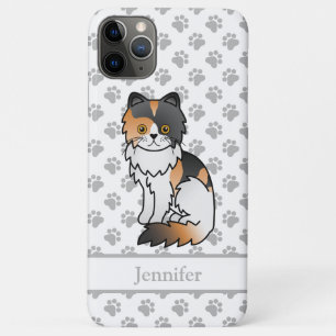 Capa Para iPhone 11 Pro Max Nome e Gato de Cartoon Giro Persa