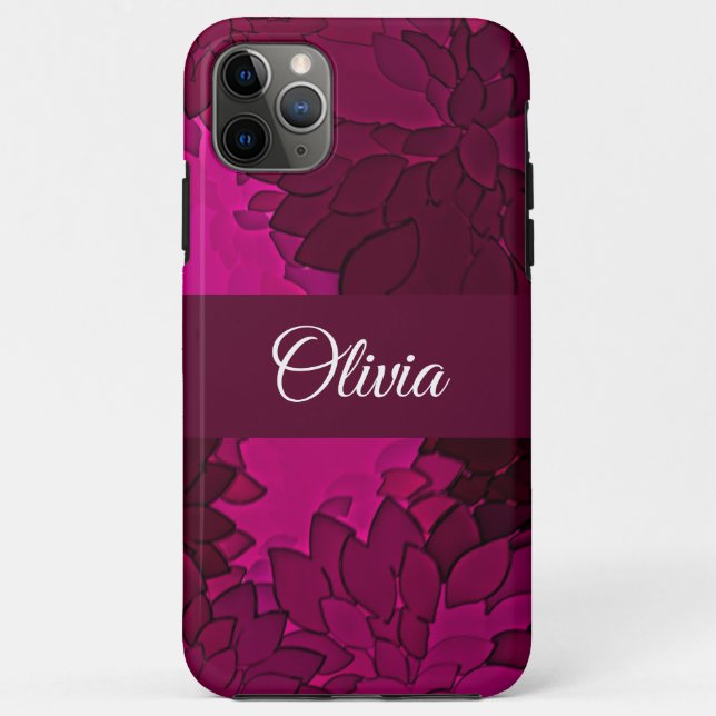 Capa Para iPhone 11 Pro Max Nome Floral Fusca Rosa Elegante (Verso)