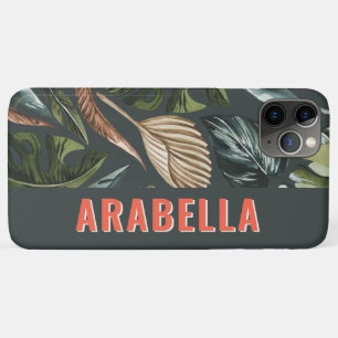 Capa Para iPhone 11 Pro Max Nome personalizado botânico das folhas tropicais