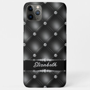 Capa Para iPhone 11 Pro Max Nome Personalizado do Diamante do Sparkle Black Bl