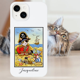 Capa Para iPhone 11 Pro Max Nome Personalizado do Rato de Gato Pirata Engraçad