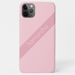 Capa Para iPhone 11 Pro Max Nome Personalizado Rosa Pálido e Rosa Simples Mode