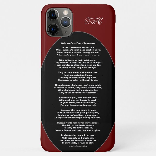 Capa Para iPhone 11 Pro Max Ode aos nossos queridos professores Poem HAMbyWG (Verso)