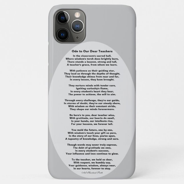 Capa Para iPhone 11 Pro Max Ode aos nossos queridos professores Poem HAMbyWG (Verso)