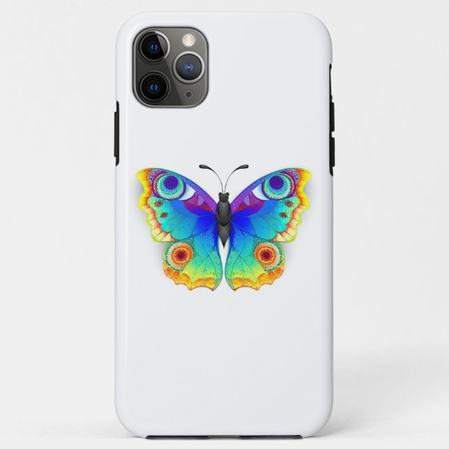 Capa Para iPhone 11 Pro Max Olho Peacock da Borboleta Arco-Íris (Verso)