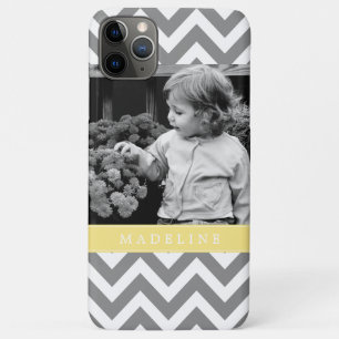 Capa Para iPhone 11 Pro Max Os ziguezagues cinzentos e amarelos personalizaram