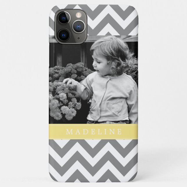 Capa Para iPhone 11 Pro Max Os ziguezagues cinzentos e amarelos personalizaram (Verso)