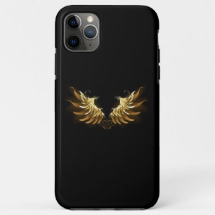 Capa Para iPhone 11 Pro Max Ouro Angel Wings sobre fundo preto