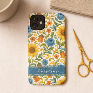 Capa Para iPhone 11 Pro Max Padrão Artístico Floral de Folhas Coloridas Sicili