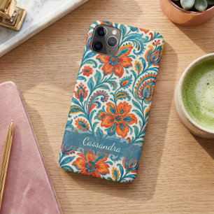 Capa Para iPhone 11 Pro Max Padrão Artístico Floral Paisley Colorido Étnico El