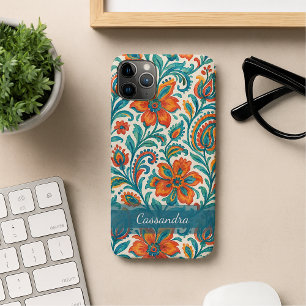 Capa Para iPhone 11 Pro Max Padrão Artístico Floral Paisley Colorido Étnico El