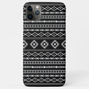 Capa Para iPhone 11 Pro Max Padrão Aztec Cinza Branca Mistura de Motifs Preta