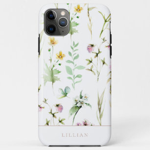 Capa Para iPhone 11 Pro Max Padrão Botânico Elegante de flor silvestre