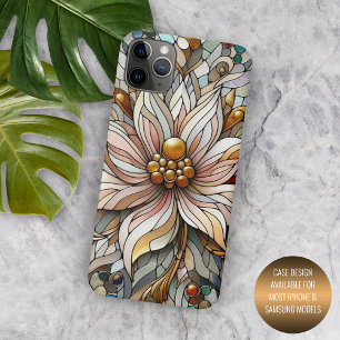 Capa Para iPhone 11 Pro Max Padrão Clássico de Arte Floral de Vidro Obtido