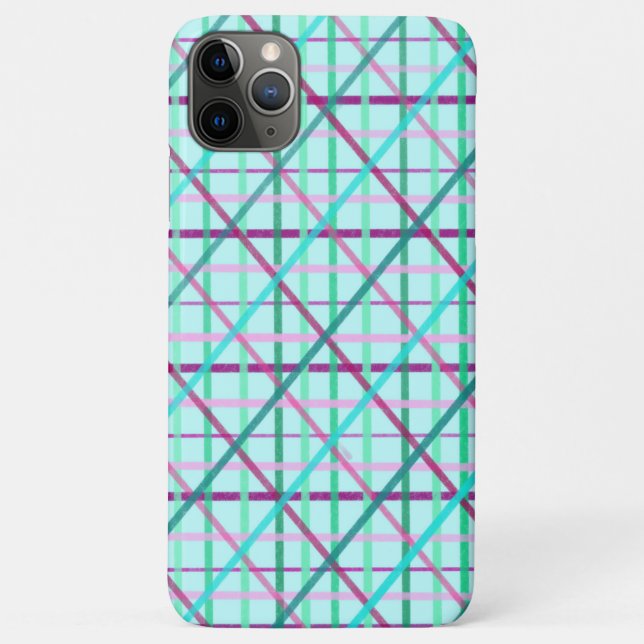 Capa Para iPhone 11 Pro Max Padrão com verificação de Rosa e azul (Verso)