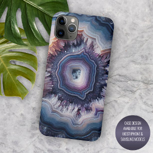 Capa Para iPhone 11 Pro Max Padrão de Ágata de Quartzo Violeta Roxo Escuro Chi