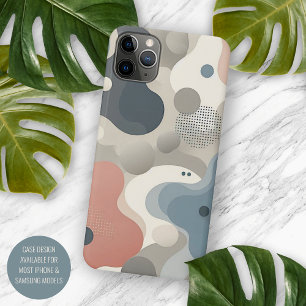 Capa Para iPhone 11 Pro Max Padrão de Arte Azul da Cinza Vermelha Coral Modern