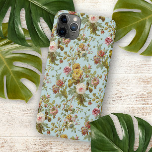 Capa Para iPhone 11 Pro Max Padrão De Arte Da Flor Rosa Rosa Cinza-Chic No Az